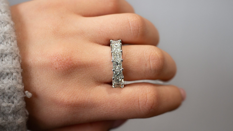 Moissanite Princess Cut Wedding Band