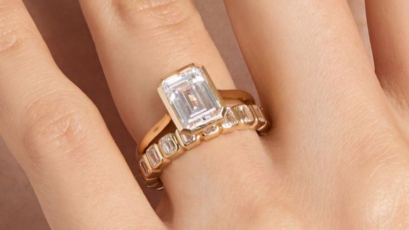 emerald cut bridal ring sets