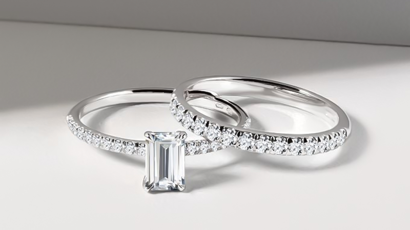 moissanite wedding band platinum