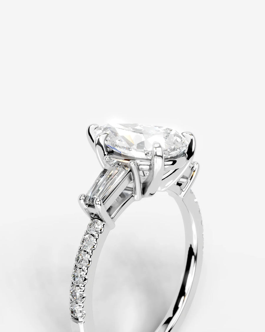 Mun (Pear) 14k White Gold 003