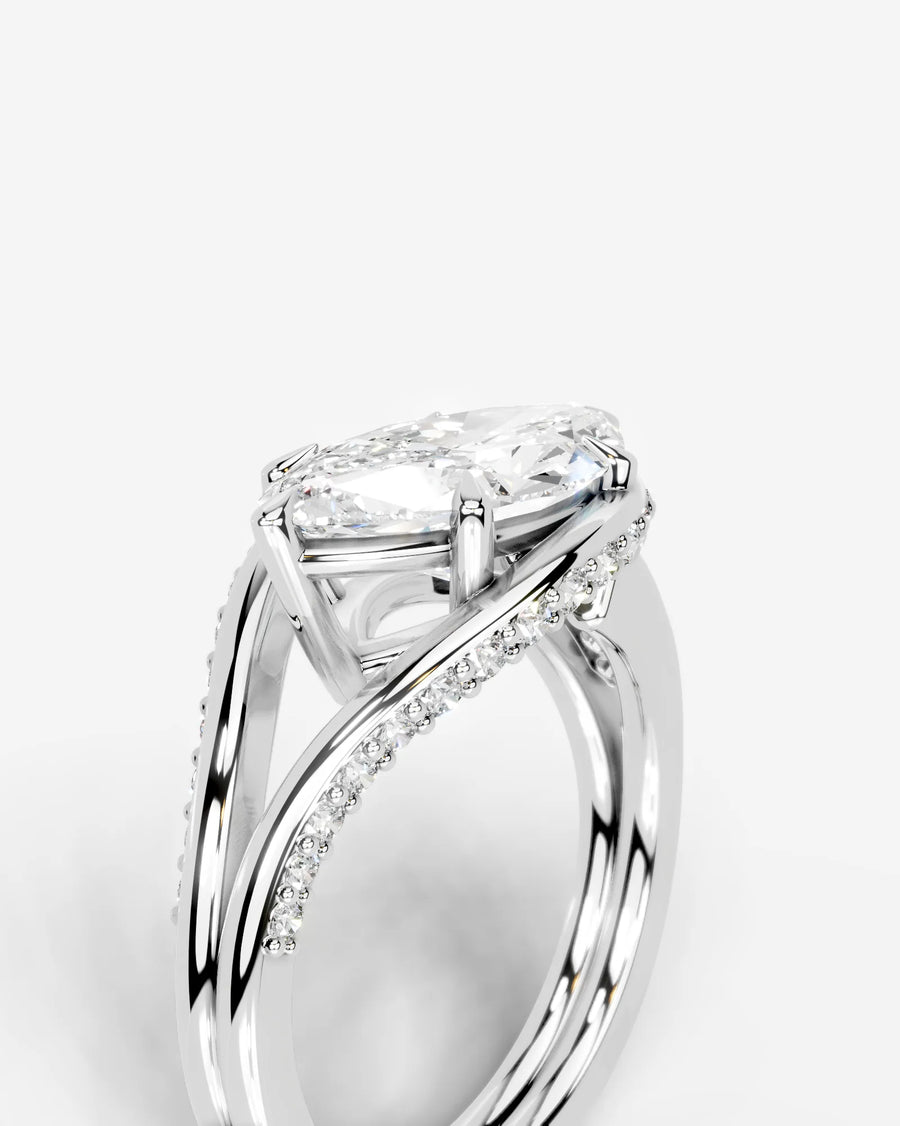 Sia Split (Marquise) 14k White Gold 005