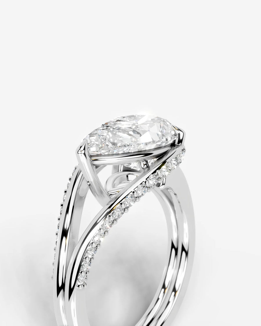 Sia Split (Pear) 14k White Gold 005