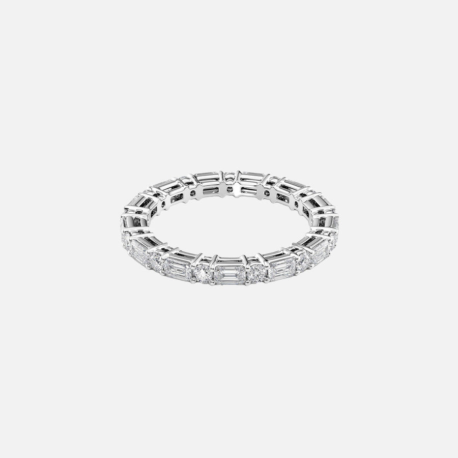  Alternating Emerald And Round Basket Eternity Ring 14k White Gold 1 7 002