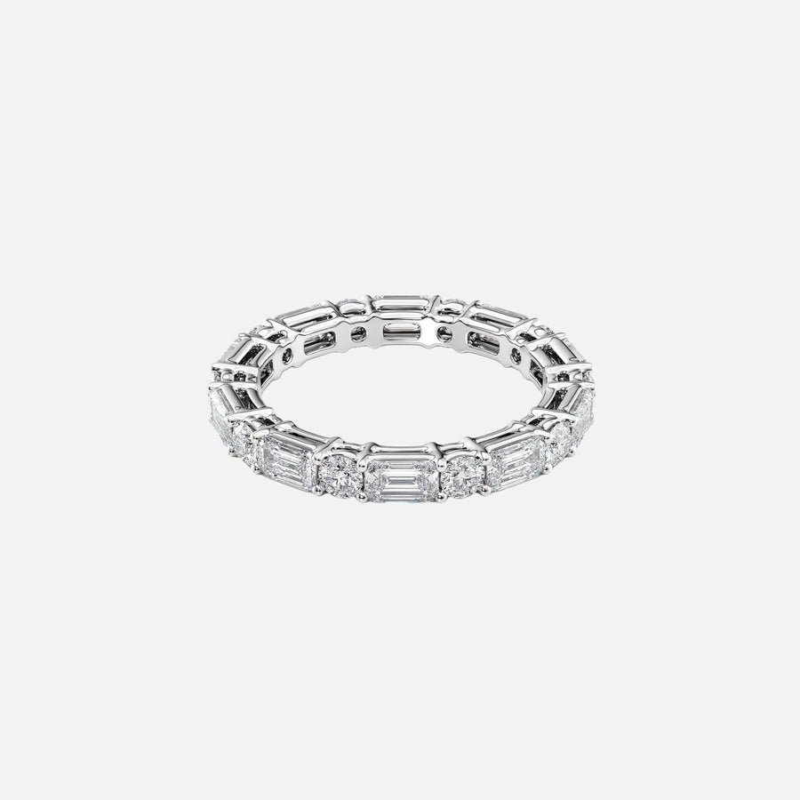  Alternating Emerald And Round Basket Eternity Ring 14k White Gold 2 6 001