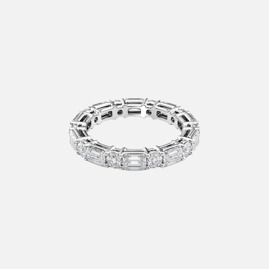 Alternating Emerald And Round Basket Eternity Ring 14k White Gold 3 3 001