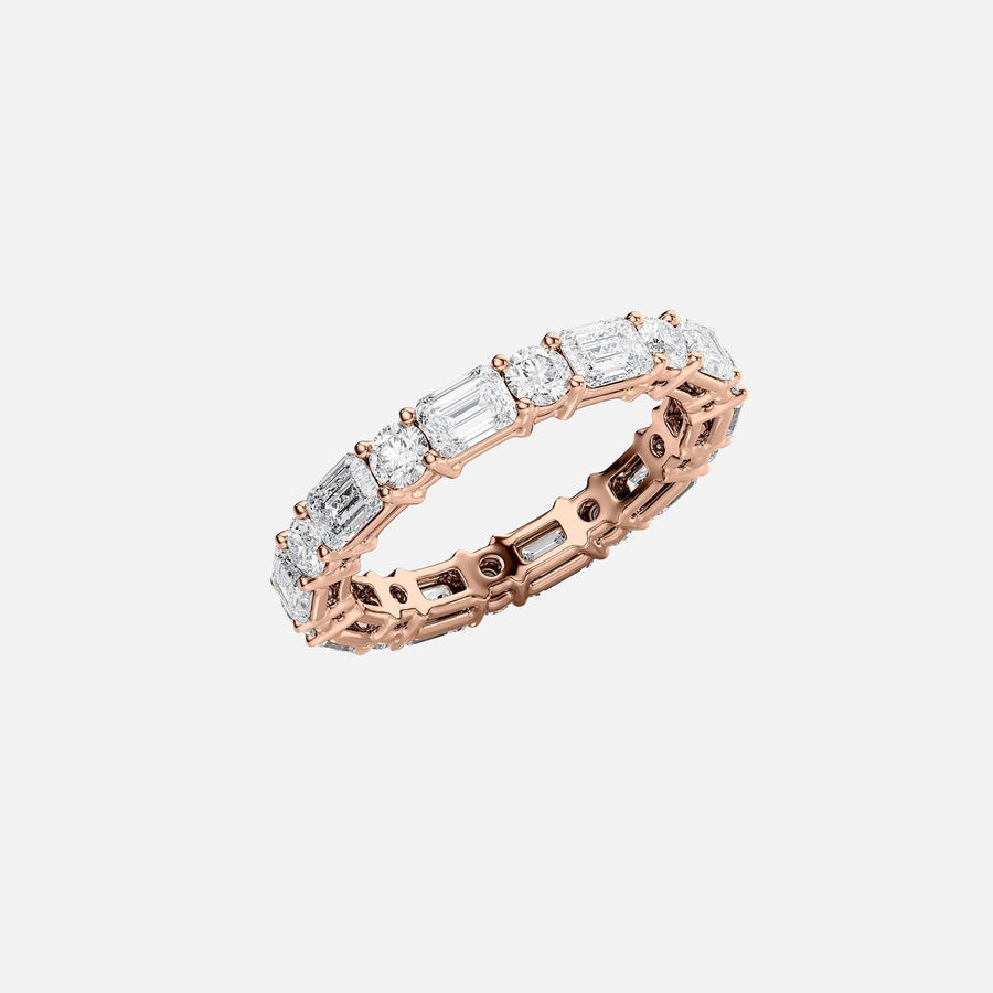  Alternating Emerald And Round Basket Eternity Ring 18k Rose Gold 3 3 002