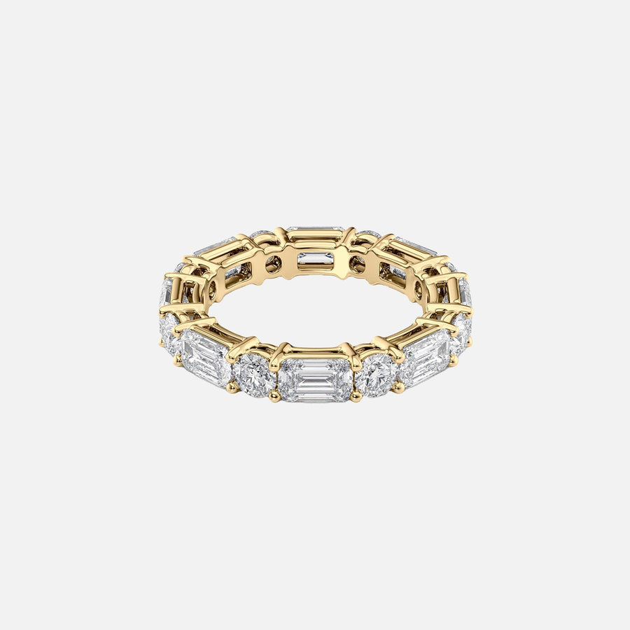  Alternating Emerald And Round Basket Eternity Ring 18k Yellow Gold 4 4 001