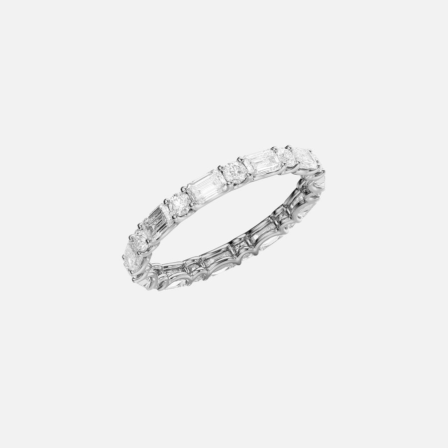  Alternating Emerald And Round U Prong Eternity Ring 14k White Gold 2 0 002