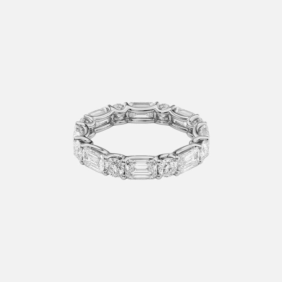  Alternating Emerald And Round U Prong Eternity Ring 18k White Gold 4 2 001