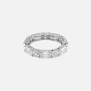  Alternating Emerald And Round U Prong Eternity Ring 18k White Gold 5 0 001