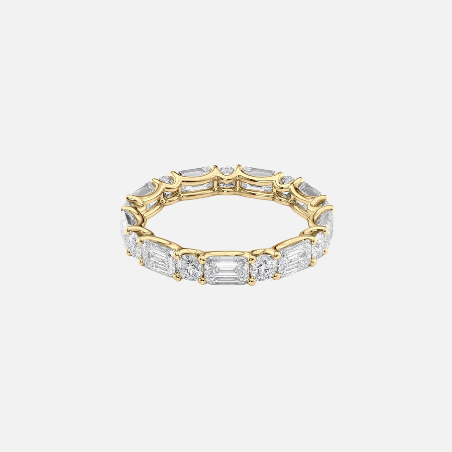  Alternating Emerald And Round U Prong Eternity Ring 18k Yellow Gold 3 5 001
