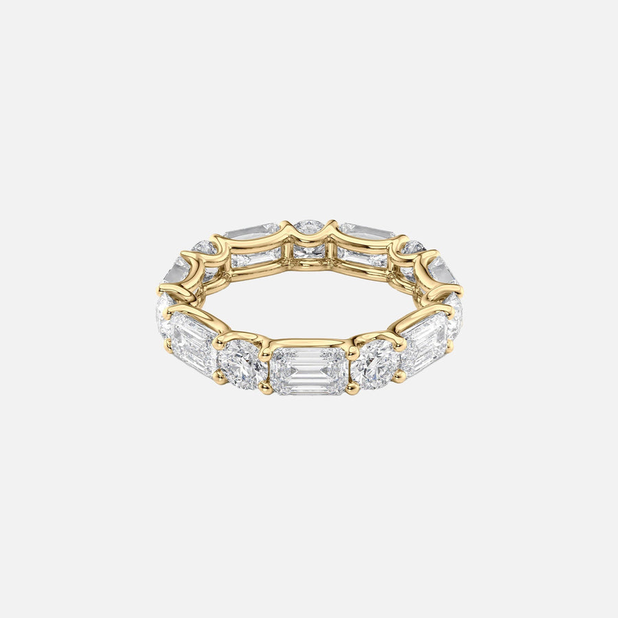  Alternating Emerald And Round U Prong Eternity Ring 18k Yellow Gold 5 0 001