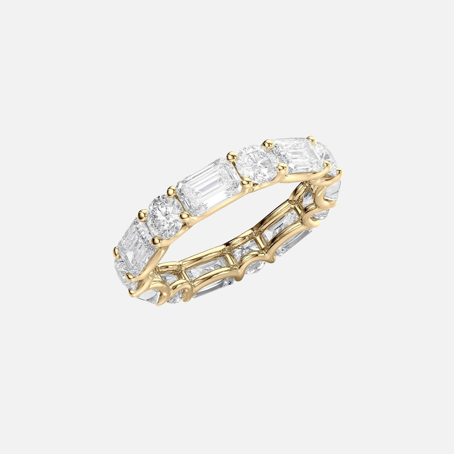  Alternating Emerald And Round U Prong Eternity Ring 18k Yellow Gold 5 0 002