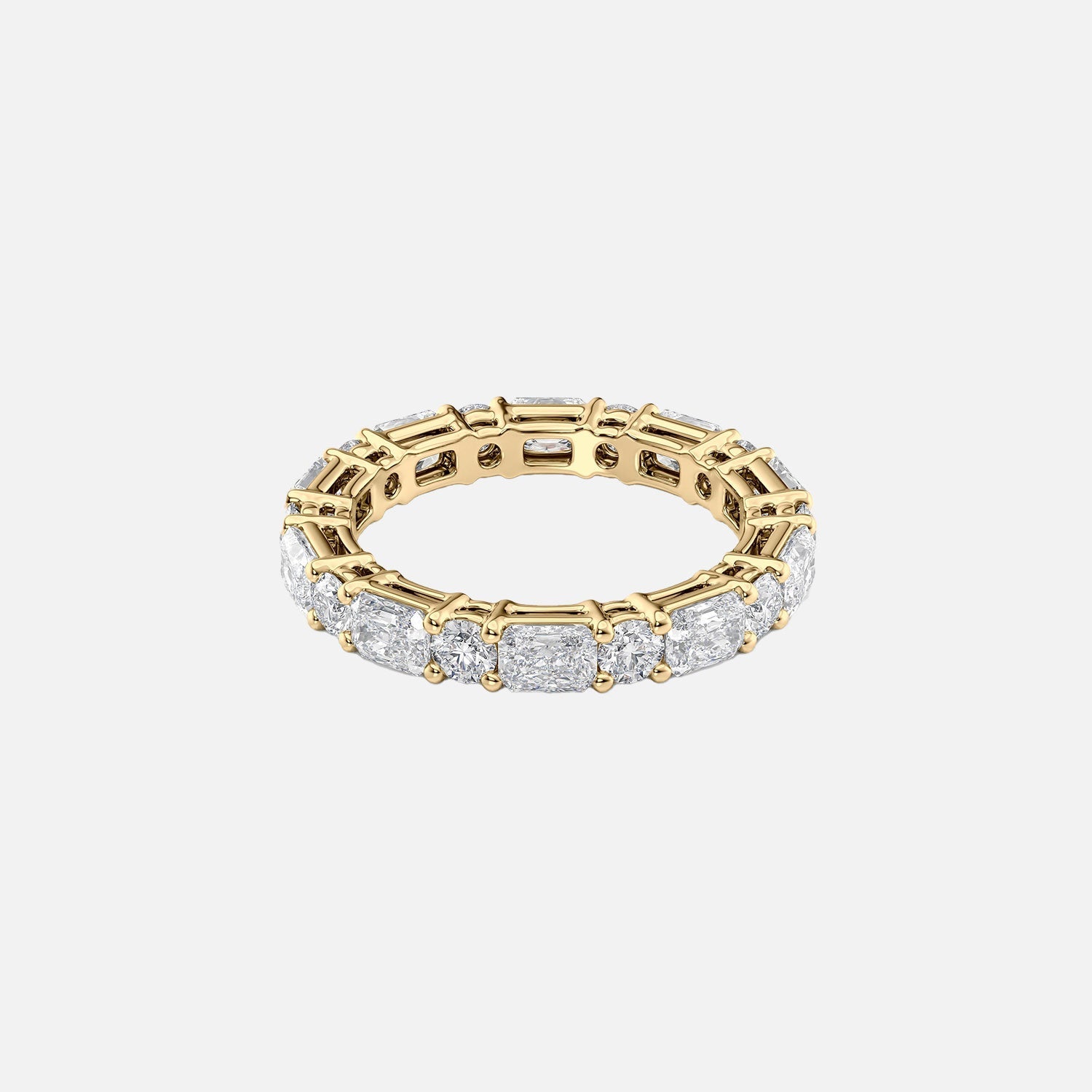 Alternating Radiant And Round Basket Eternity Ring 14k Yellow Gold 2 8 001