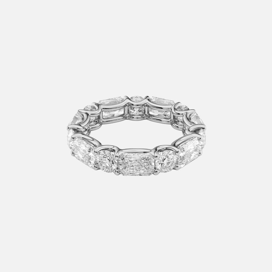  Alternating Radiant And Round U Prong Eternity Ring 18k White Gold 5 7 001
