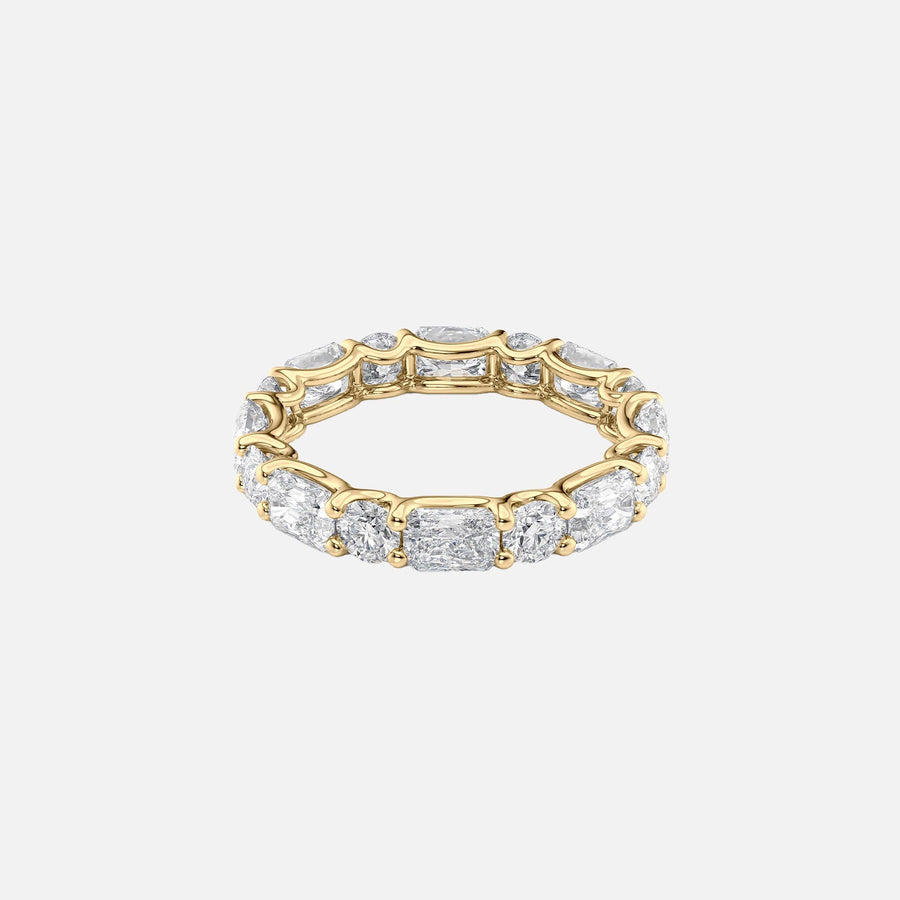  Alternating Radiant And Round U Prong Eternity Ring 18k Yellow Gold 3 7 001
