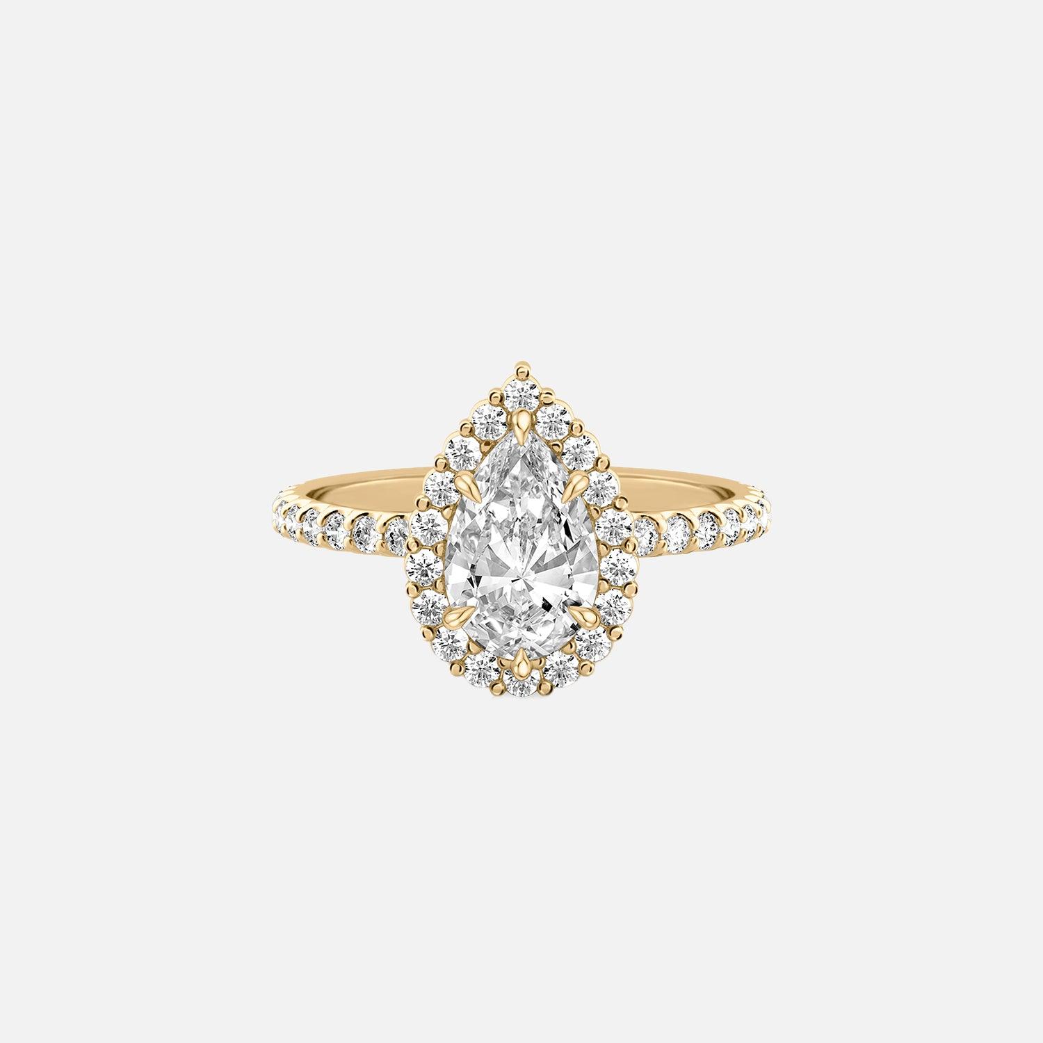 The Halo Amadora Pear Pave Moissanite Ring - KNT - Engagement Rings, Wedding Bands & Fine Jewelry