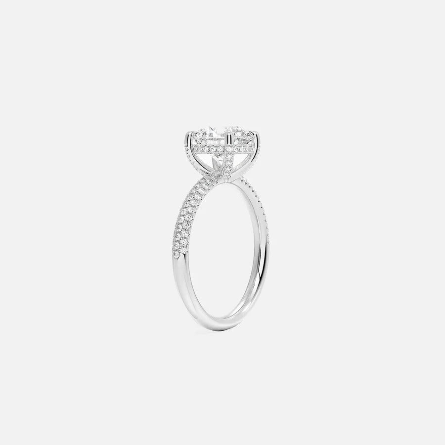 The Hidden Halo Aurora Oval Pave Moissanite Ring