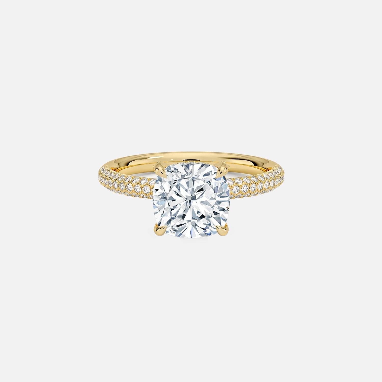 The Hidden Halo Aurora Cushion Pave Moissanite Ring - KNT - Engagement Rings, Wedding Bands & Fine Jewelry