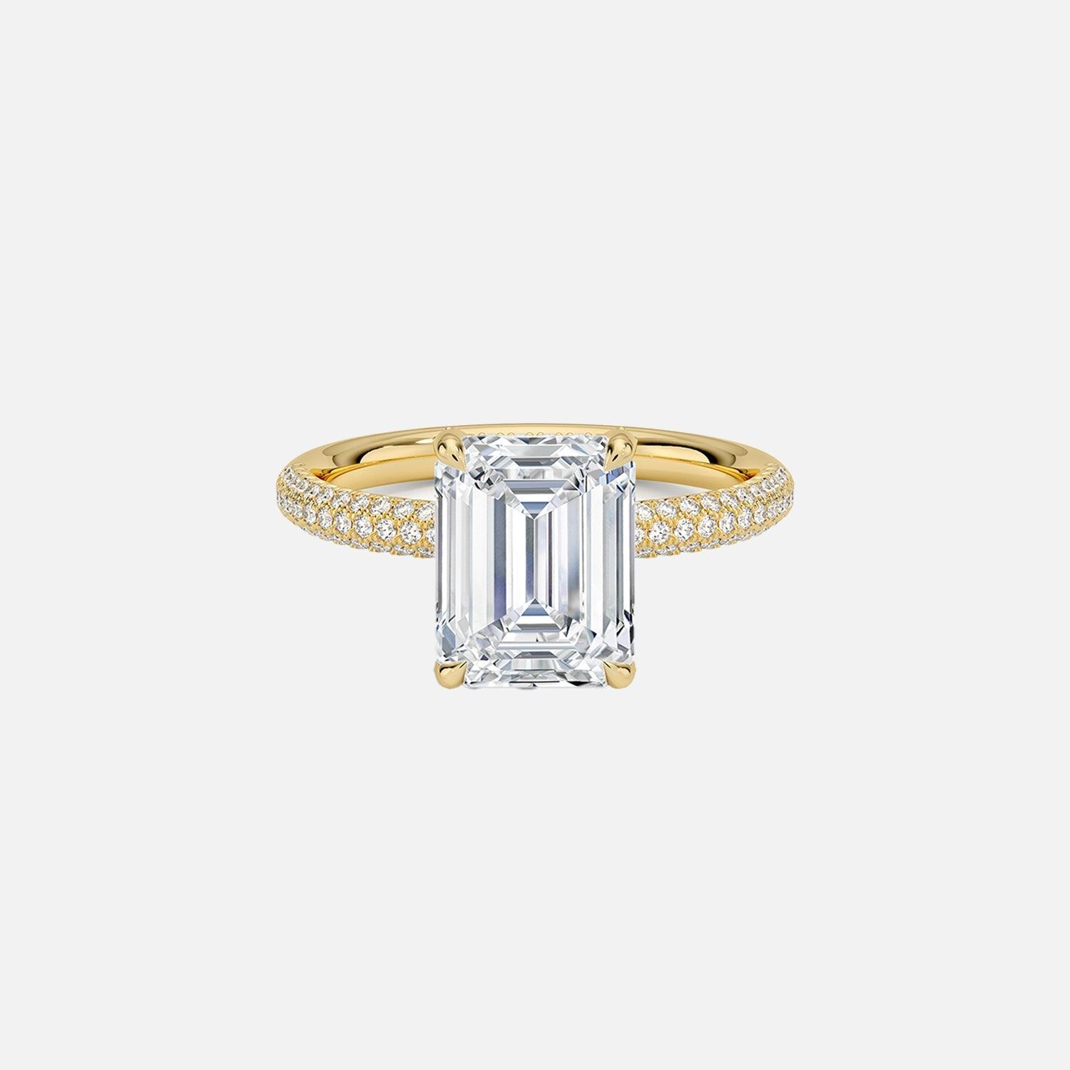 The Hidden Halo Aurora Emerald Pave Moissanite Ring - KNT - Engagement Rings, Wedding Bands & Fine Jewelry