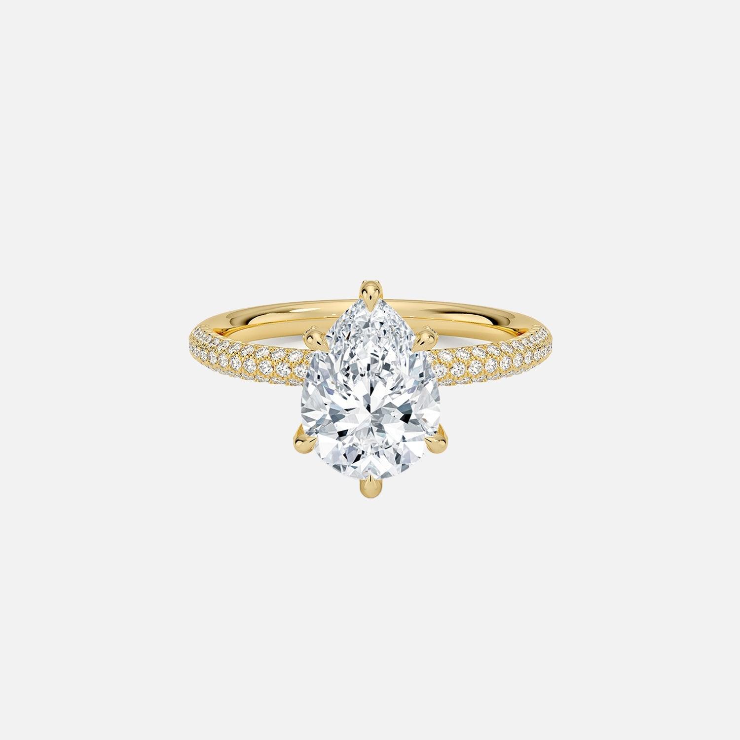 The Hidden Halo Aurora Pear Pave Moissanite Ring - KNT - Engagement Rings, Wedding Bands & Fine Jewelry
