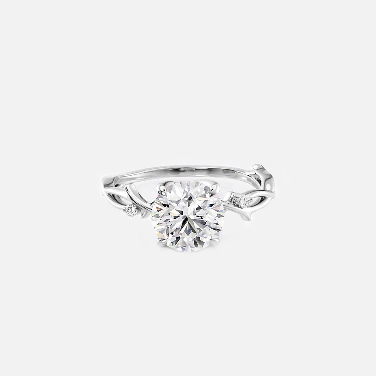 The Nature Blissful Round Side Stone Moissanite Ring - KNT - Engagement Rings, Wedding Bands & Fine Jewelry