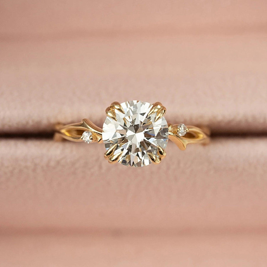 The Nature Blissful Round Side Stone Moissanite Ring - KNT - Engagement Rings, Wedding Bands & Fine Jewelry