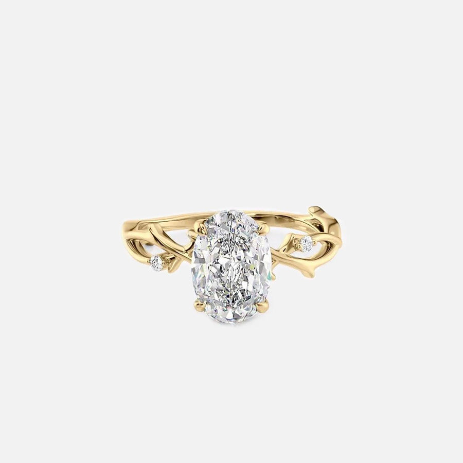 The Nature Blissful Oval Side Stone Moissanite Ring - KNT - Engagement Rings, Wedding Bands & Fine Jewelry