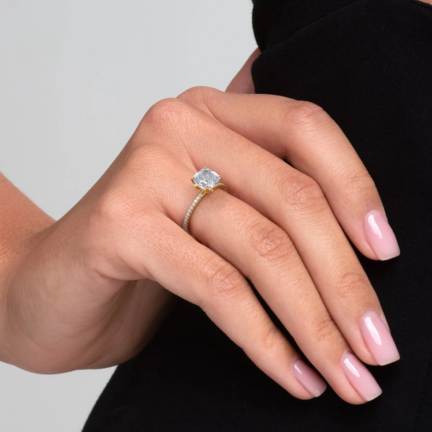 The Hidden Halo Cassia Cushion Pave Moissanite Ring - KNT - Engagement Rings, Wedding Bands & Fine Jewelry