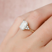 The Side Stone Catharina Radiant Solitaire Moissanite Ring - KNT - Engagement Rings, Wedding Bands & Fine Jewelry