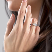 The Side Stone Daisy Cushion Moissanite Ring - KNT - Engagement Rings, Wedding Bands & Fine Jewelry