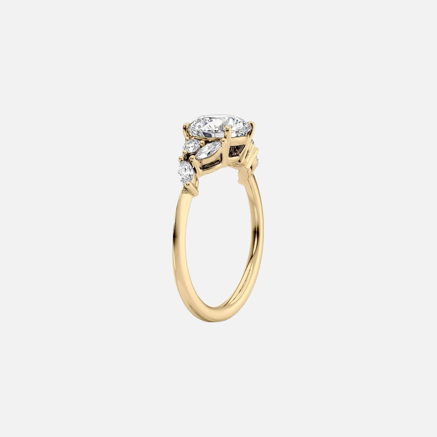 The Side Stone Daisy Oval Moissanite Ring - KNT - Engagement Rings, Wedding Bands & Fine Jewelry