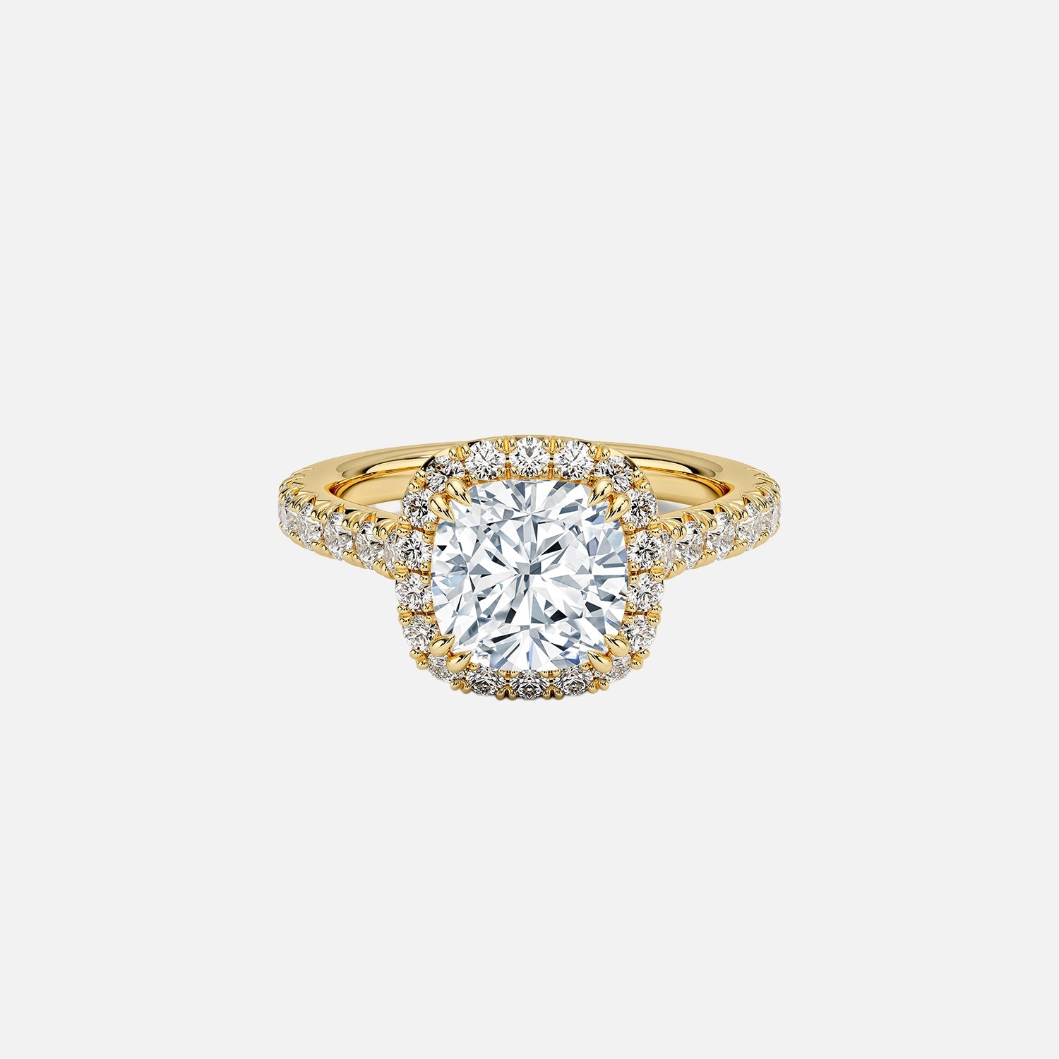 The Halo Donisha Cushion Pave Moissanite Ring - KNT - Engagement Rings, Wedding Bands & Fine Jewelry