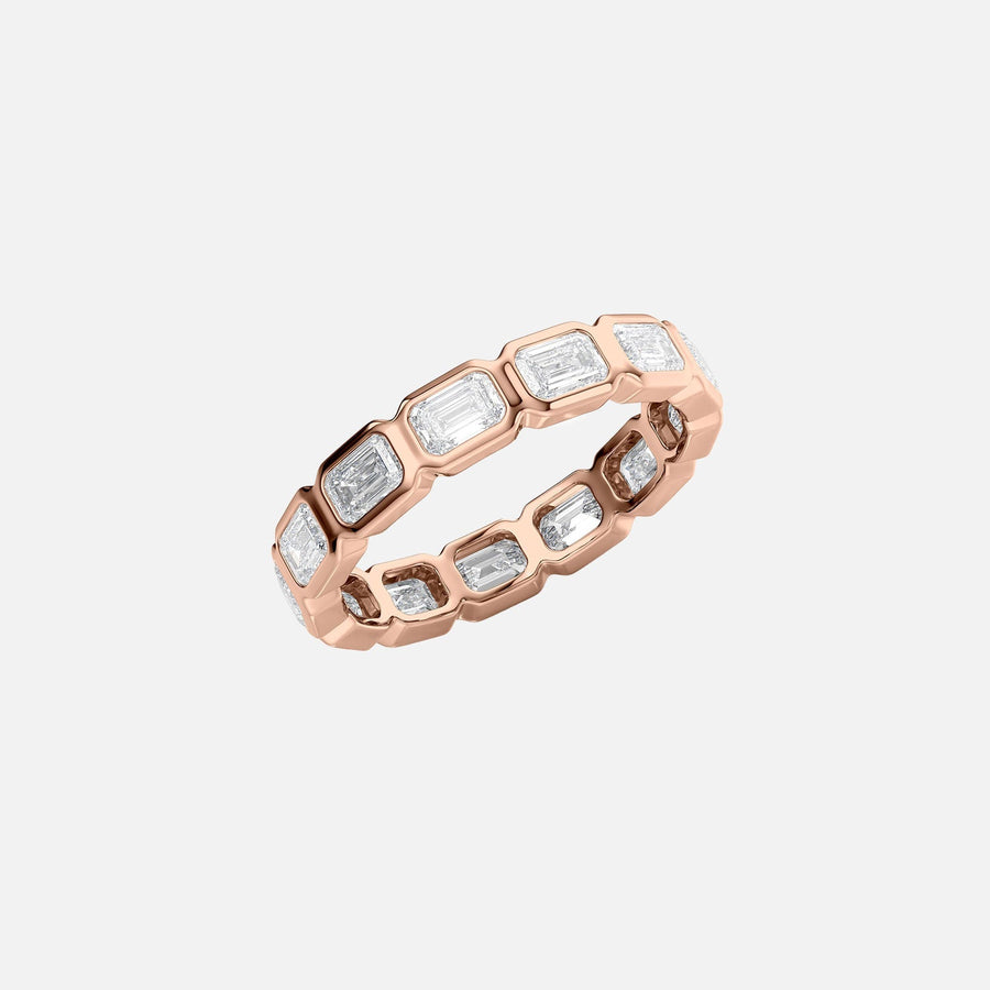  East West Emerald Bezel Eternity Ring 14k Rose Gold 2 5 002