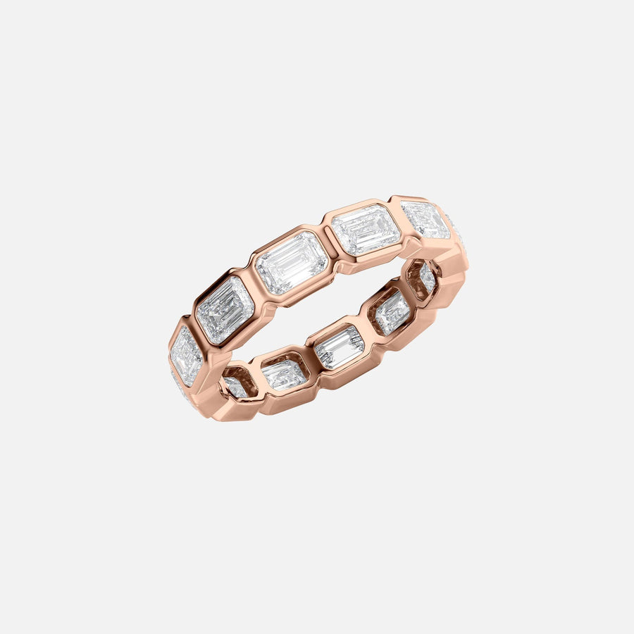  East West Emerald Bezel Eternity Ring 14k Rose Gold 3 5 002
