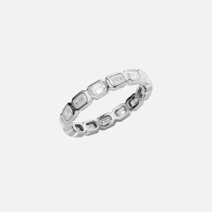  East West Emerald Bezel Eternity Ring 14k White Gold 1 5 002
