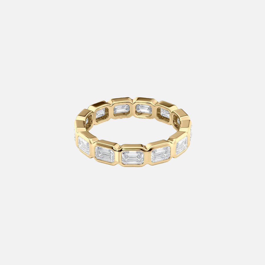  East West Emerald Bezel Eternity Ring 14k Yellow Gold 2 5 001