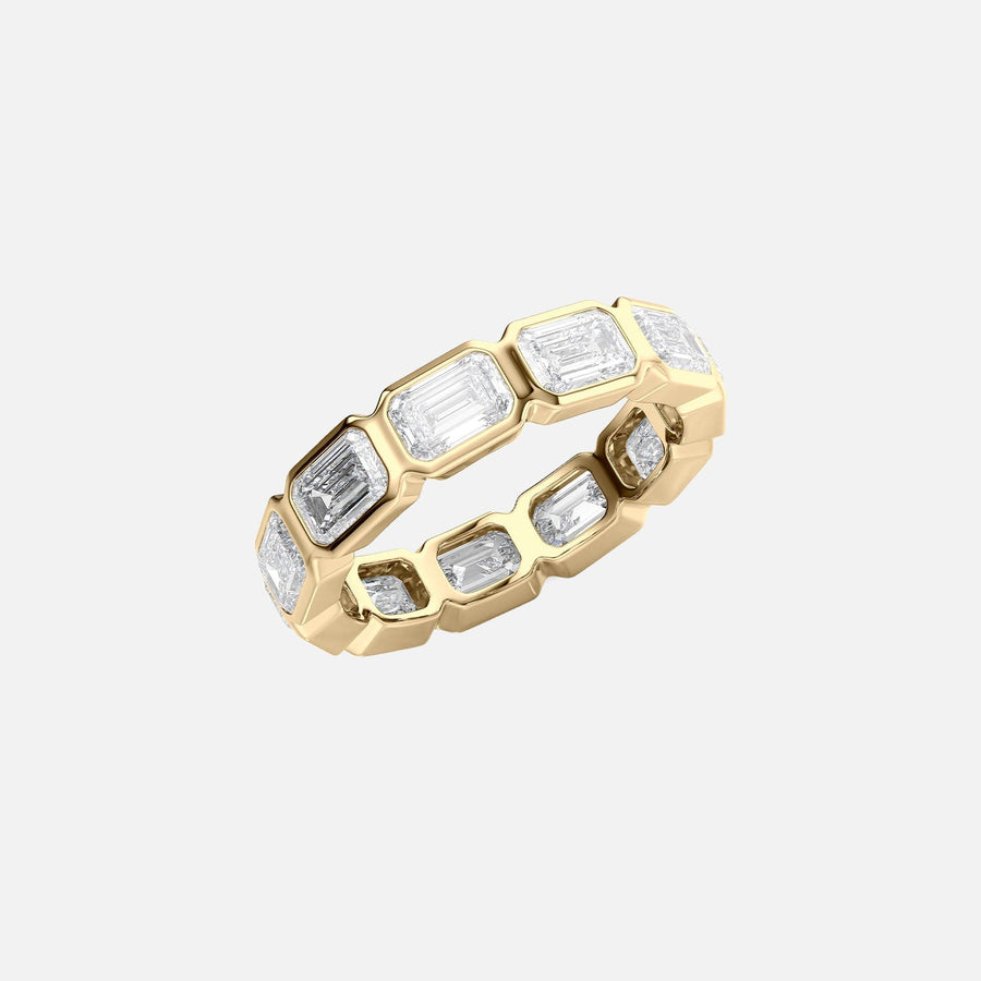  East West Emerald Bezel Eternity Ring 14k Yellow Gold 4 5 002