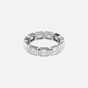  East West Emerald Bezel Eternity Ring 18k White Gold 4 5 001