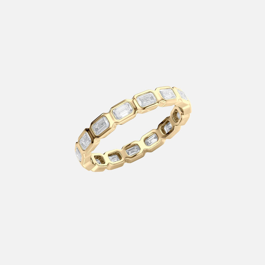  East West Emerald Bezel Eternity Ring 18k Yellow Gold 1 5 002