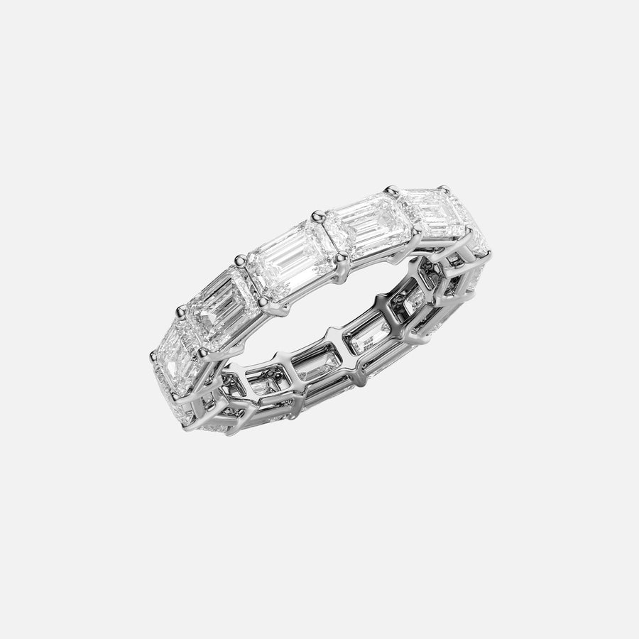  East West Emerald Eternity Ring 18k White Gold 6 0 002
