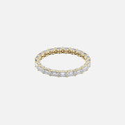 East West Emerald U Pave Prong Eternity Ring 14k Yellow Gold 2 3 001