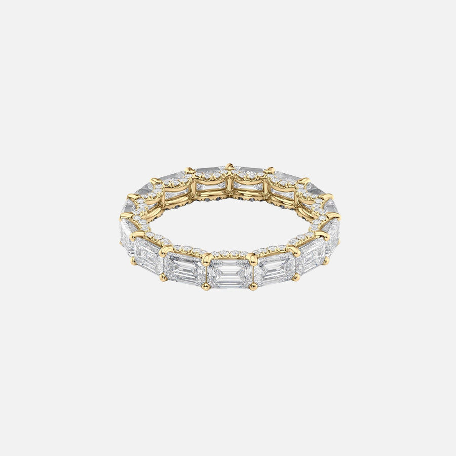  East West Emerald U Pave Prong Eternity Ring 18k Yellow Gold 4 8 001