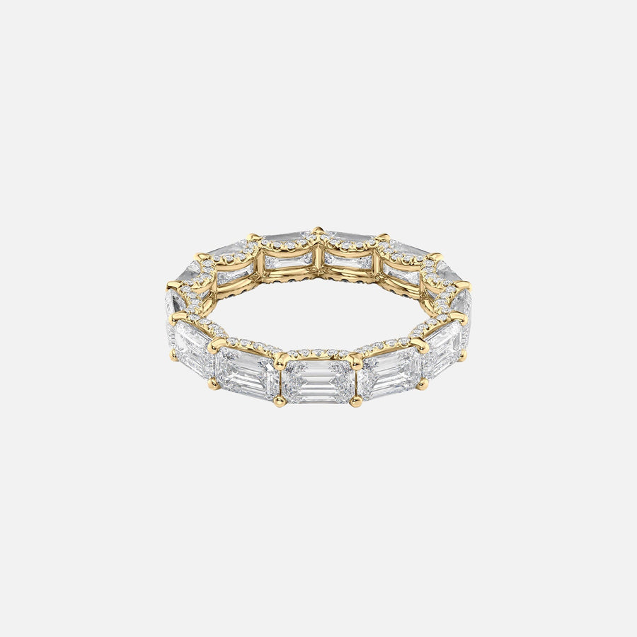  East West Emerald U Pave Prong Eternity Ring 18k Yellow Gold 5 3 001