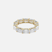  East West Emerald U Pave Prong Eternity Ring 18k Yellow Gold 6 3 001