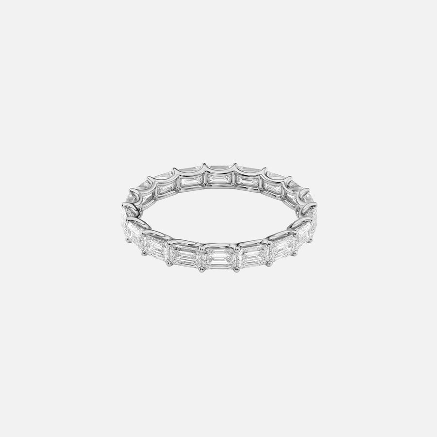  East West Emerald U Prong Eternity Ring 14k White Gold 2 5 001