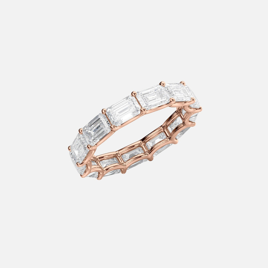  East West Emerald U Prong Eternity Ring 18k Rose Gold 5 0 002