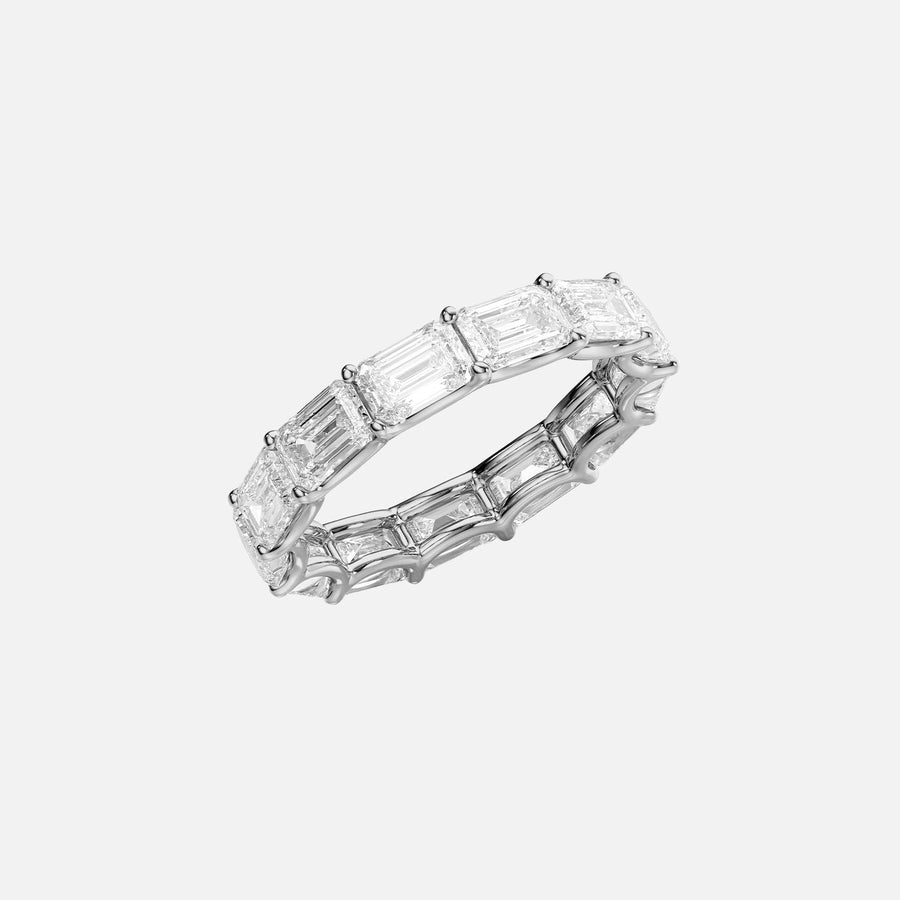 East West Emerald U Prong Eternity Ring 18k White Gold 5 0 002