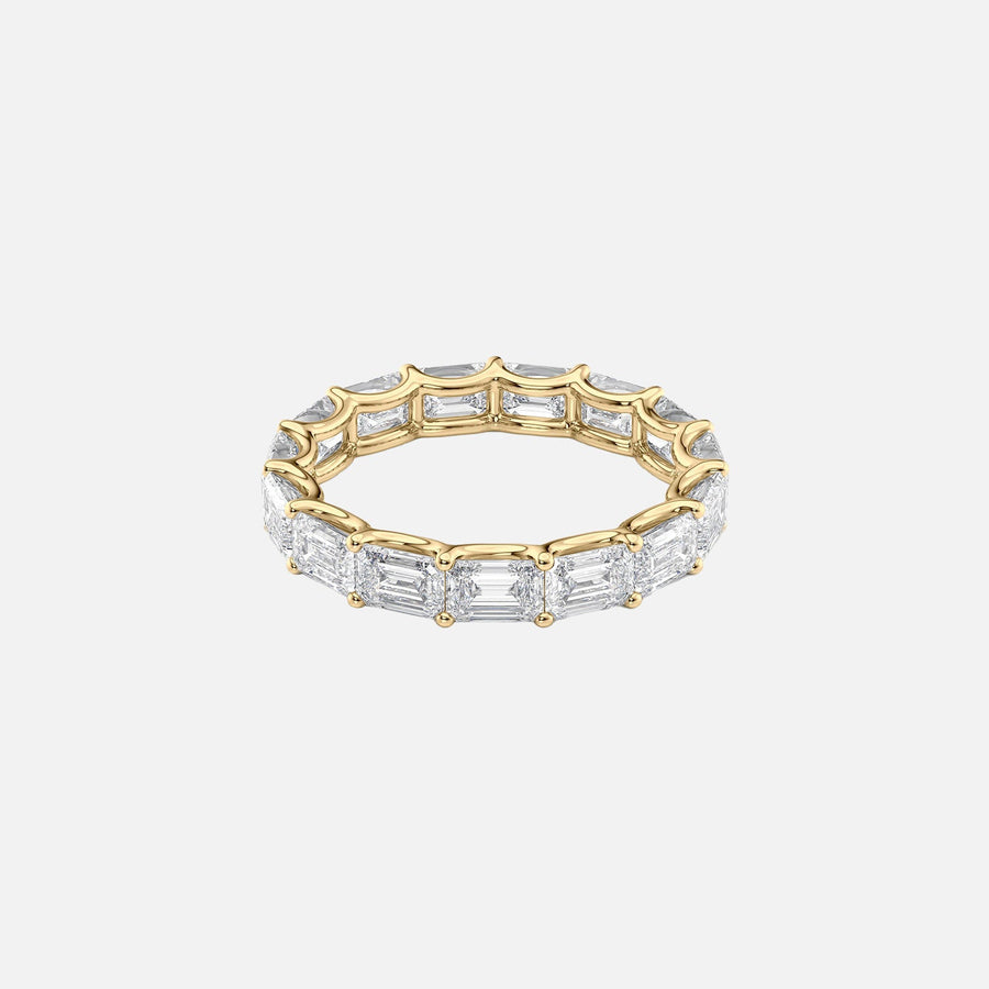  East West Emerald U Prong Eternity Ring 18k Yellow Gold 4 5 001