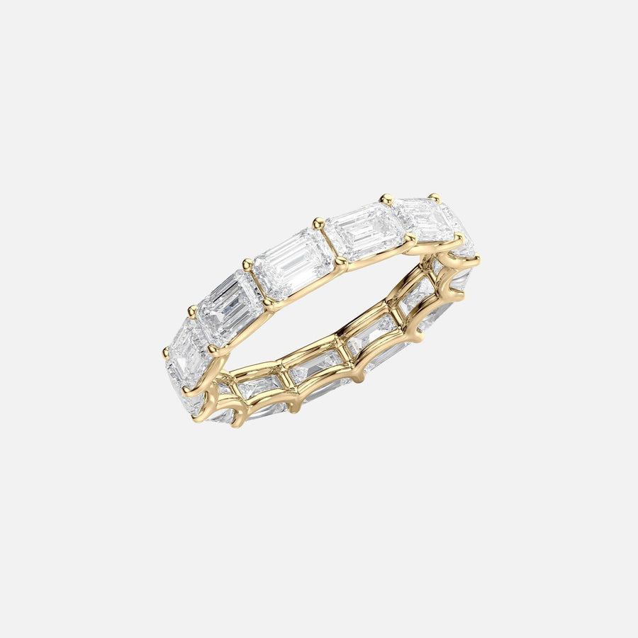  East West Emerald U Prong Eternity Ring 18k Yellow Gold 5 0 002